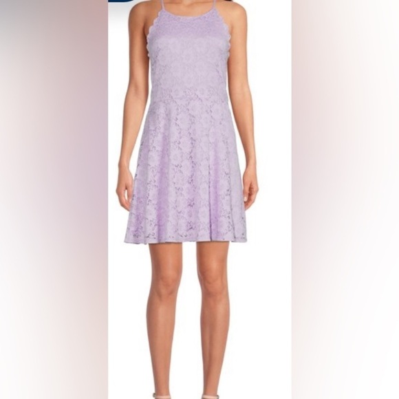 No Boundaries Juniors' High Neck Lace Dress - Picture 5 of 8